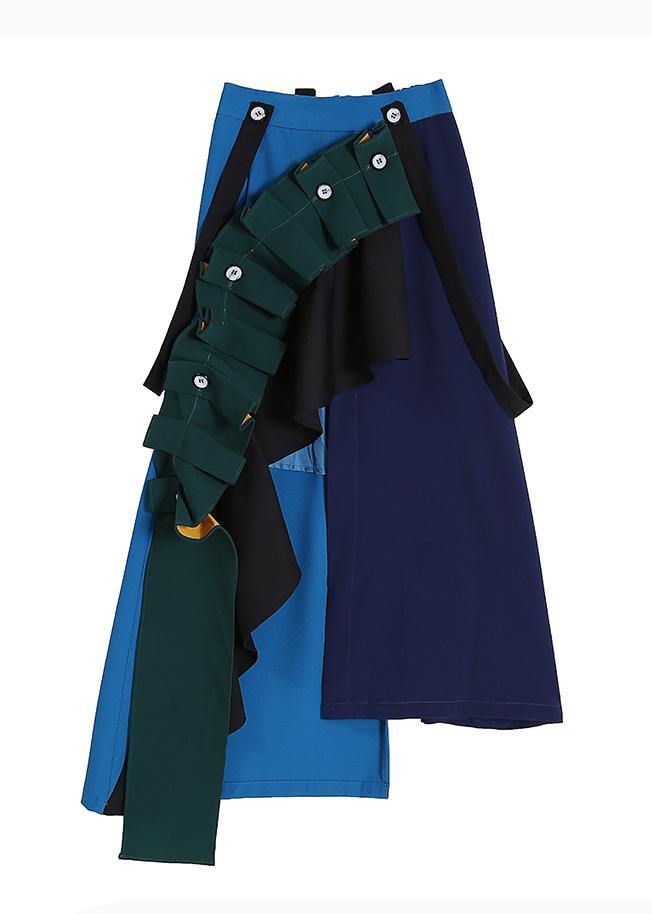 2021 Fashion A-Line Multicolor Patchwork Ruffle Ladies Casual Irregular Skirt